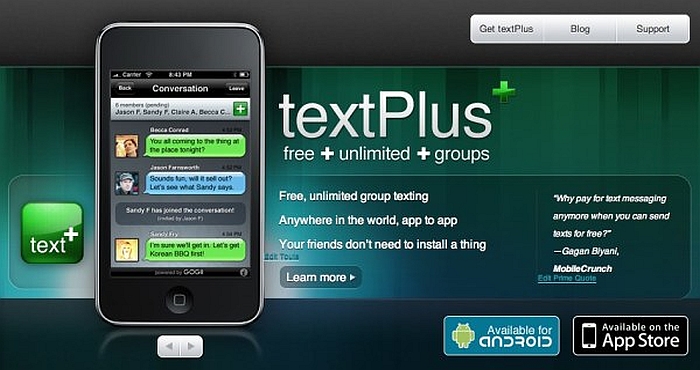 What are the textPlus Messenger App Advantages?