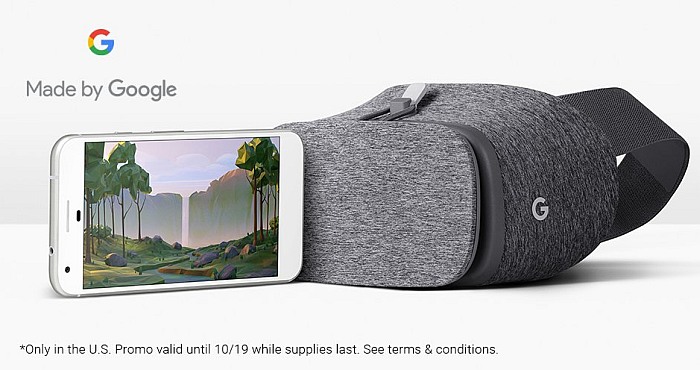 Google Pixel XL with Google Daydream View VR headset