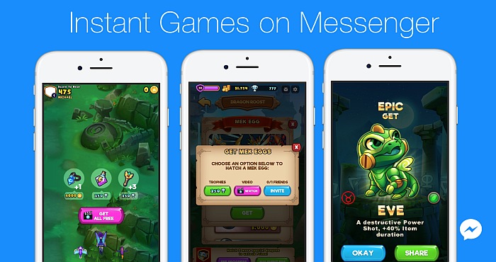 Download Facebook Messenger and the Monetized and in-app-purchases games 